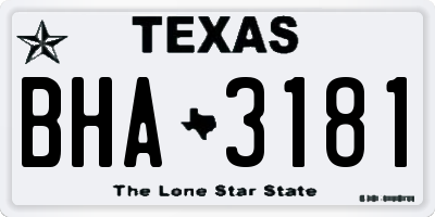 TX license plate BHA3181