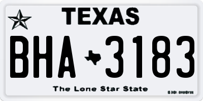 TX license plate BHA3183