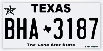 TX license plate BHA3187
