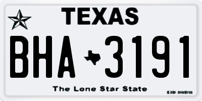 TX license plate BHA3191