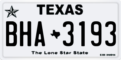 TX license plate BHA3193