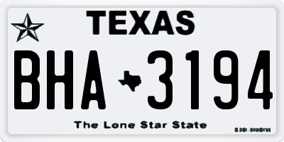 TX license plate BHA3194
