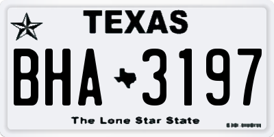 TX license plate BHA3197