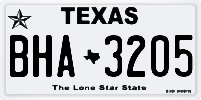 TX license plate BHA3205