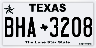 TX license plate BHA3208
