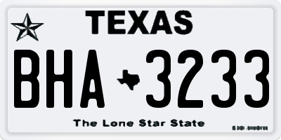 TX license plate BHA3233