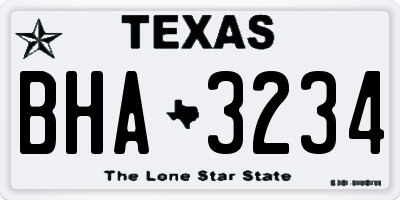 TX license plate BHA3234