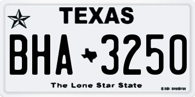 TX license plate BHA3250
