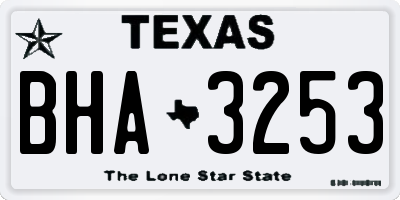 TX license plate BHA3253
