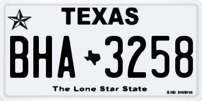 TX license plate BHA3258