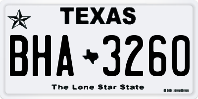 TX license plate BHA3260
