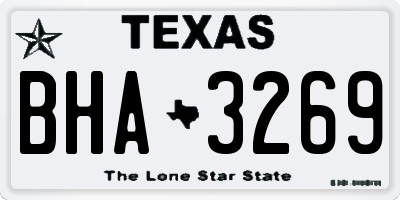 TX license plate BHA3269