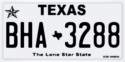 TX license plate BHA3288