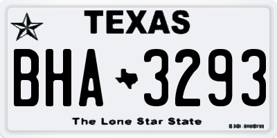 TX license plate BHA3293