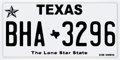 TX license plate BHA3296