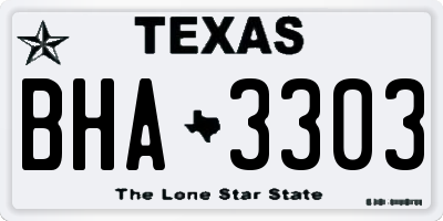 TX license plate BHA3303