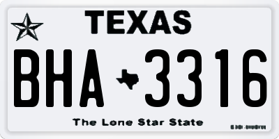 TX license plate BHA3316