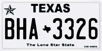 TX license plate BHA3326