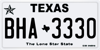 TX license plate BHA3330