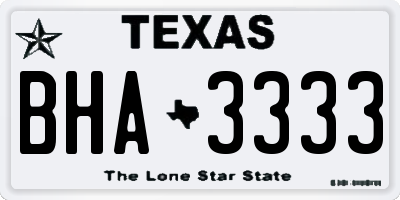 TX license plate BHA3333