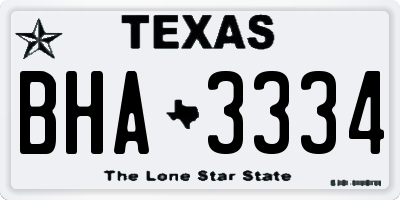 TX license plate BHA3334