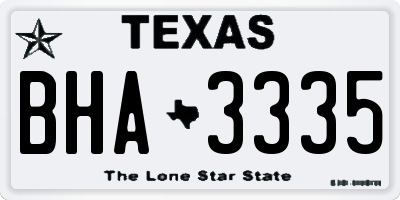TX license plate BHA3335