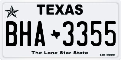 TX license plate BHA3355