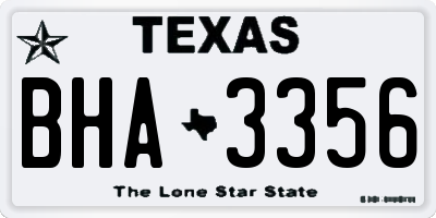 TX license plate BHA3356