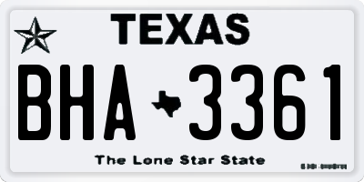 TX license plate BHA3361