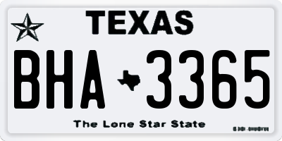 TX license plate BHA3365