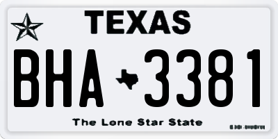TX license plate BHA3381