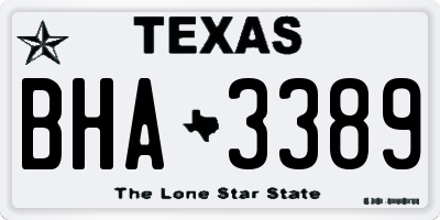 TX license plate BHA3389