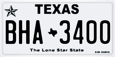 TX license plate BHA3400