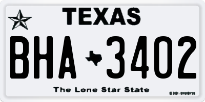 TX license plate BHA3402