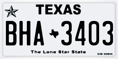 TX license plate BHA3403