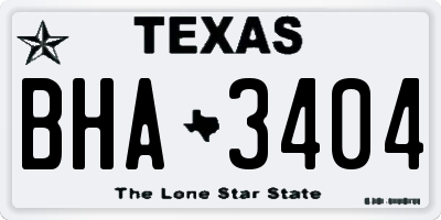 TX license plate BHA3404