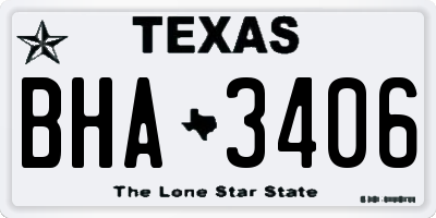 TX license plate BHA3406