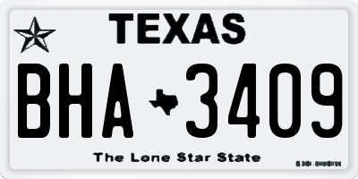 TX license plate BHA3409