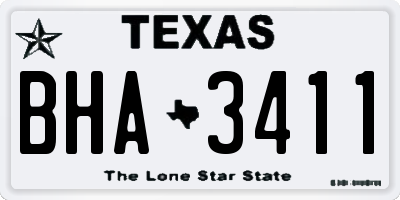 TX license plate BHA3411