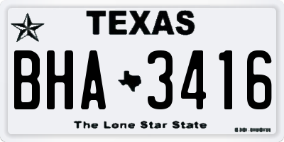 TX license plate BHA3416