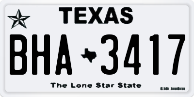 TX license plate BHA3417