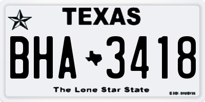 TX license plate BHA3418