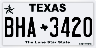 TX license plate BHA3420