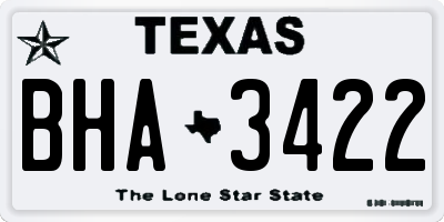 TX license plate BHA3422