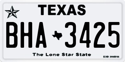 TX license plate BHA3425