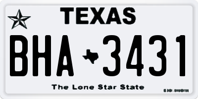 TX license plate BHA3431