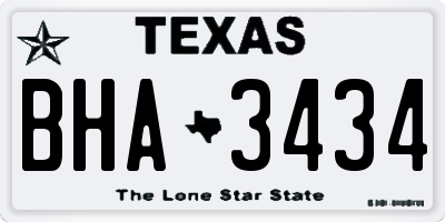 TX license plate BHA3434