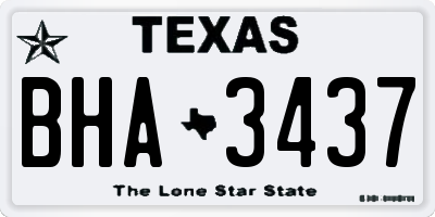 TX license plate BHA3437