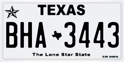 TX license plate BHA3443