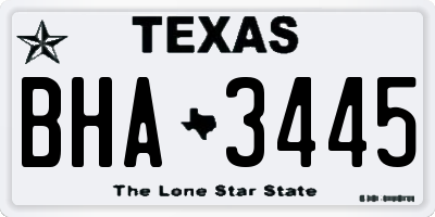 TX license plate BHA3445
